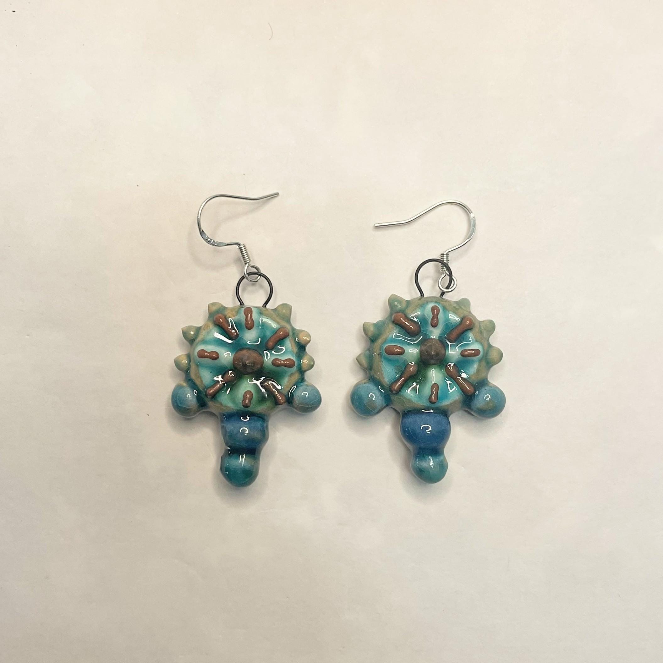 Blue Round Earrings Geometric