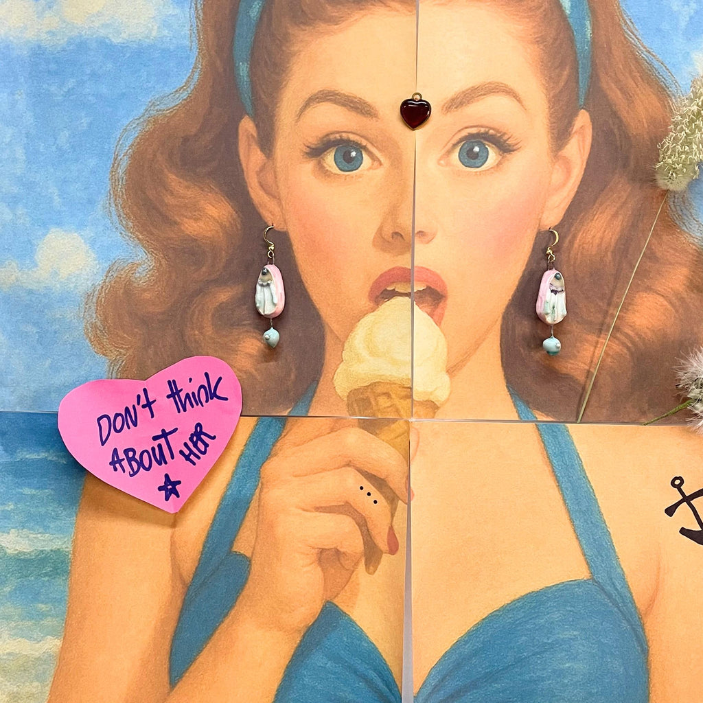 Pink Long Earrings handmade in Ceramic