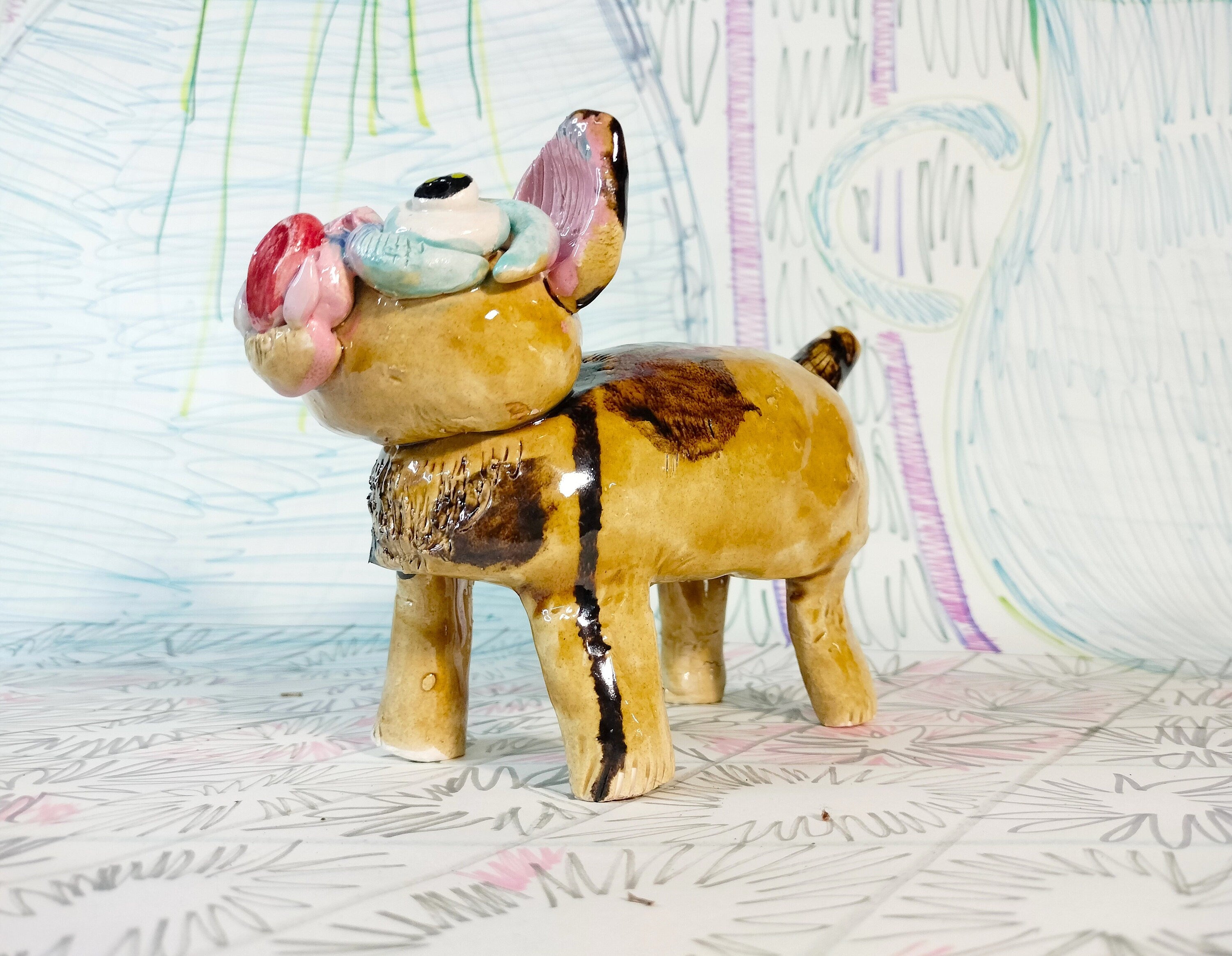 Small Pug Dog Decoration Ceramic