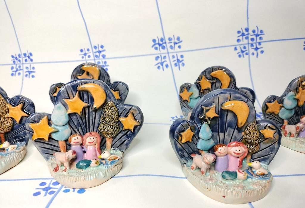 Christmas Scene with Sky and Stars, Handmade Nativity Set
