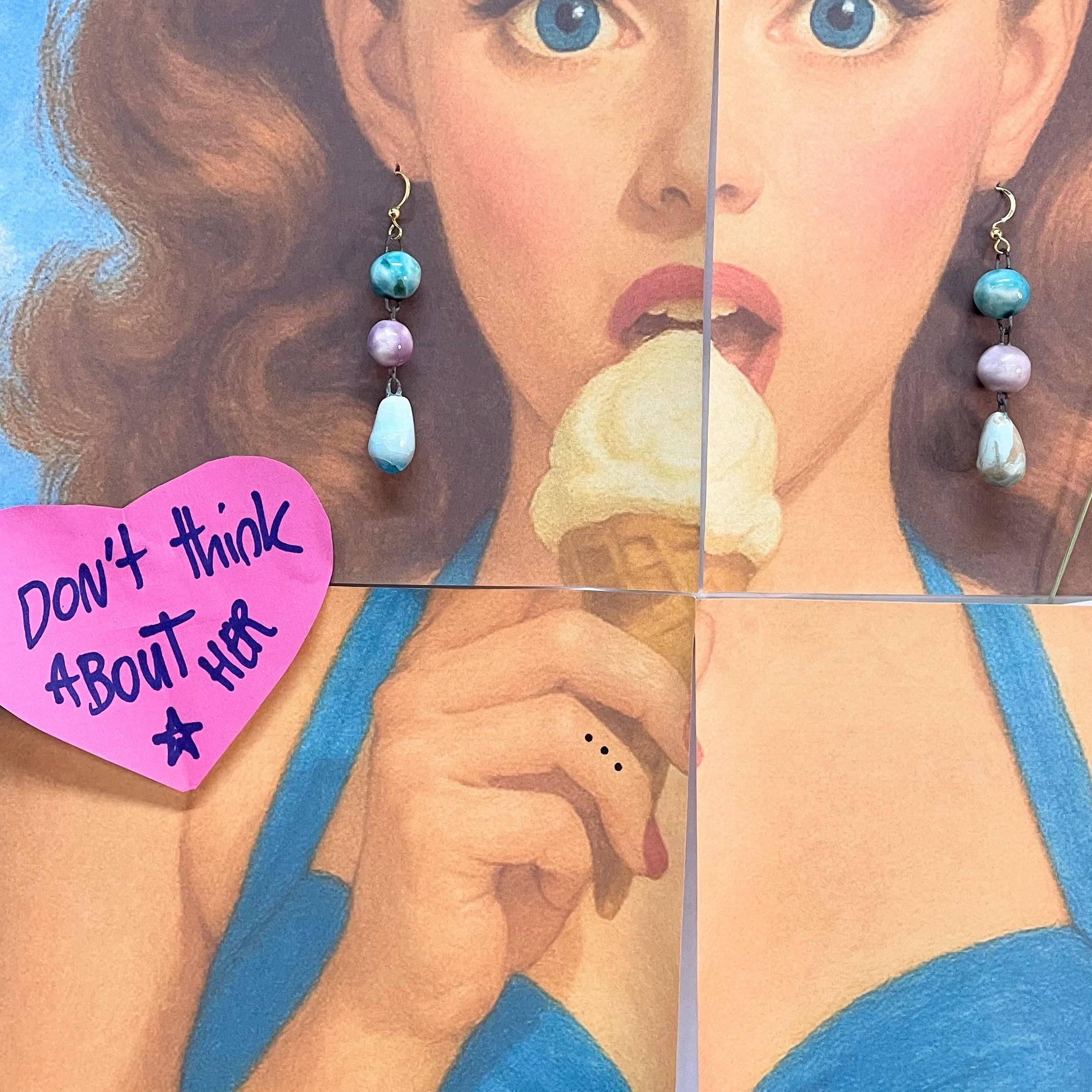 Drop Pearly Ceramic Earrings