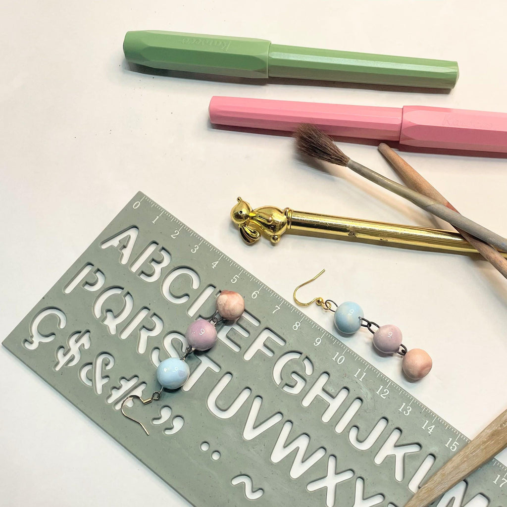 Drop Ceramic Earrings Pink Blue Jewelery