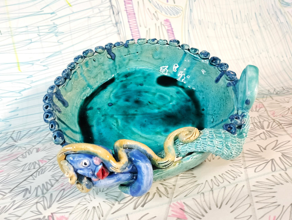 Mermaid Green Plate Made in Ceramic