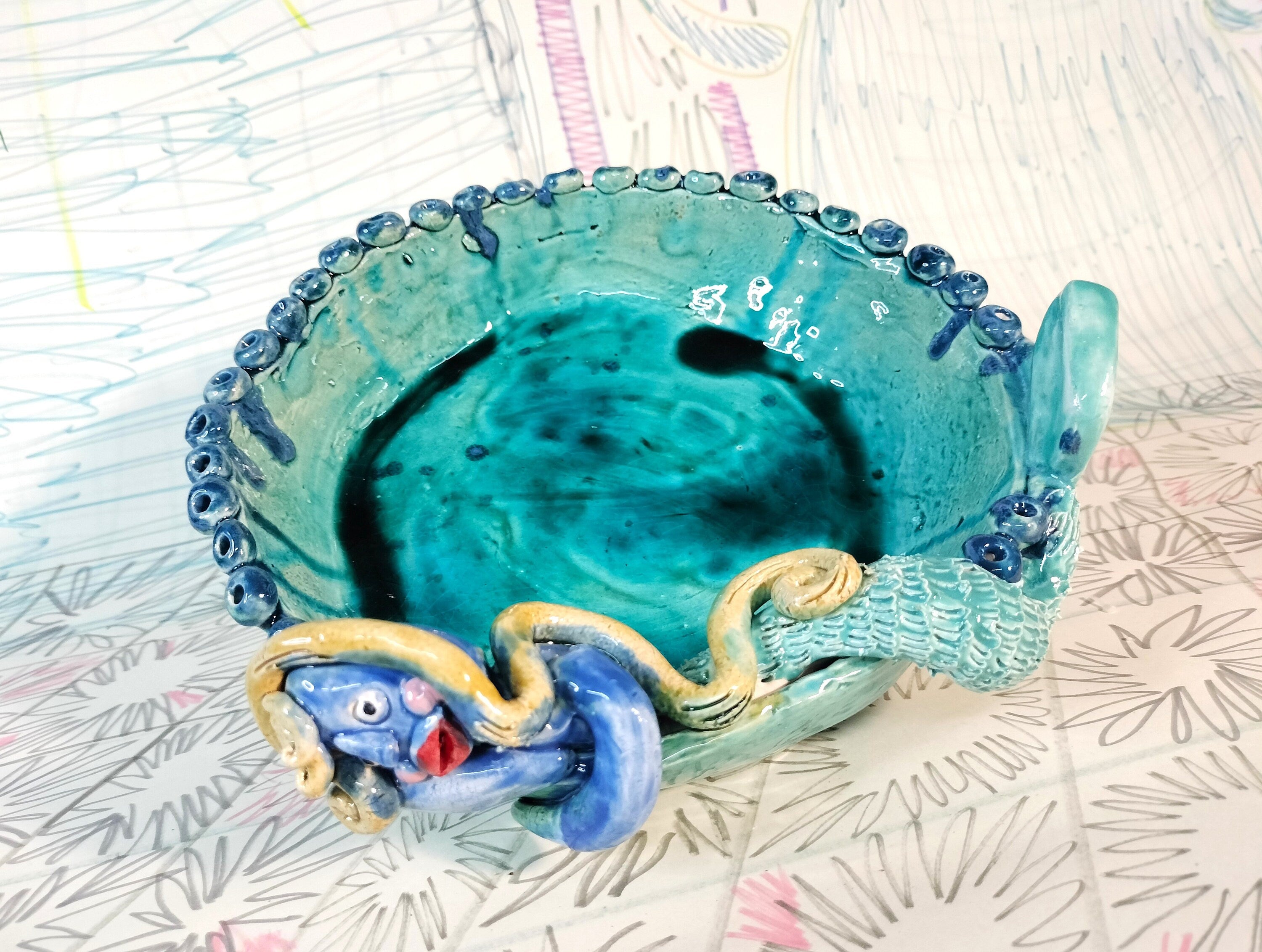 Mermaid Green Plate Made in Ceramic