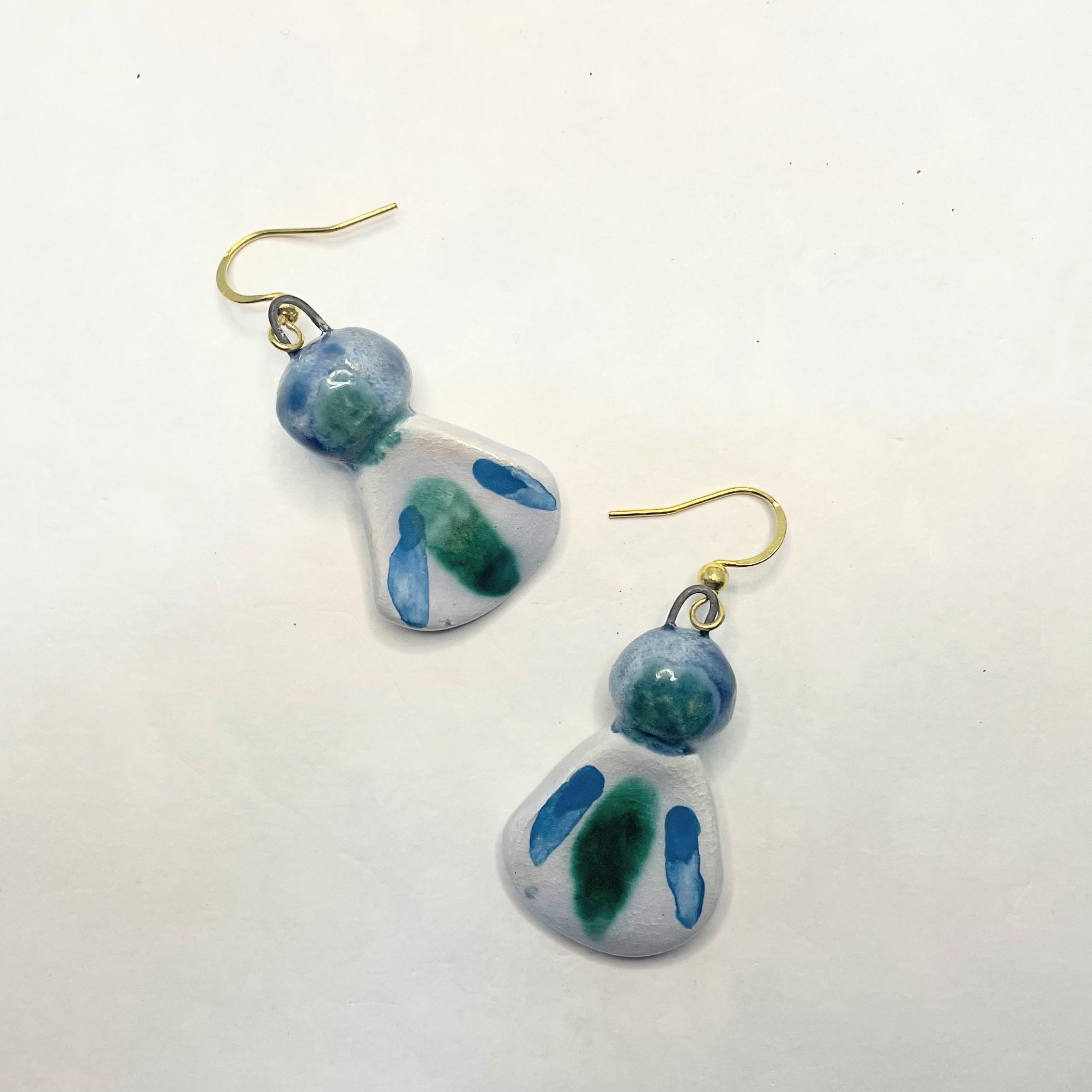 Blue Dangling Ceramic Earrings
