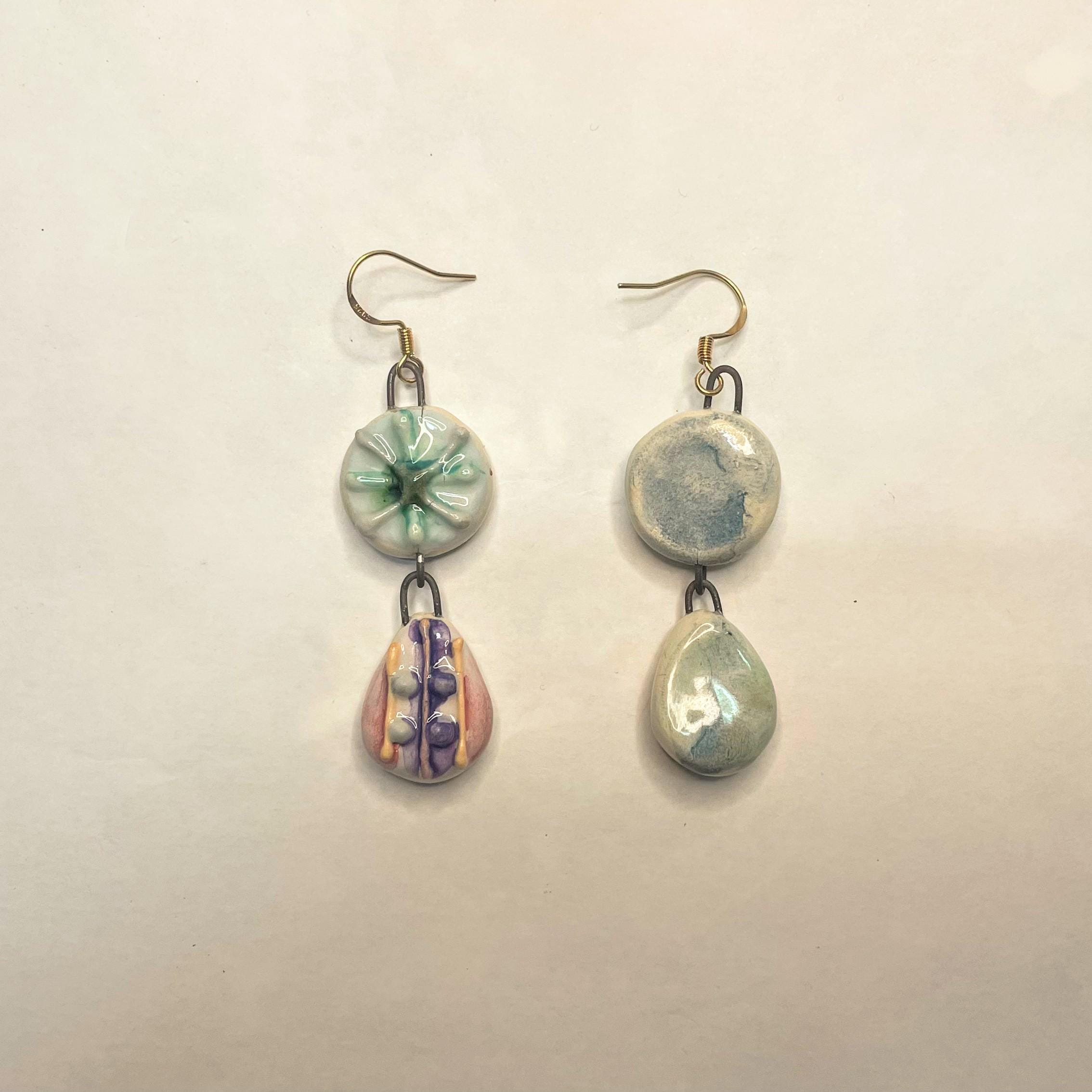 Lilac and Blue Earrings made of Ceramic
