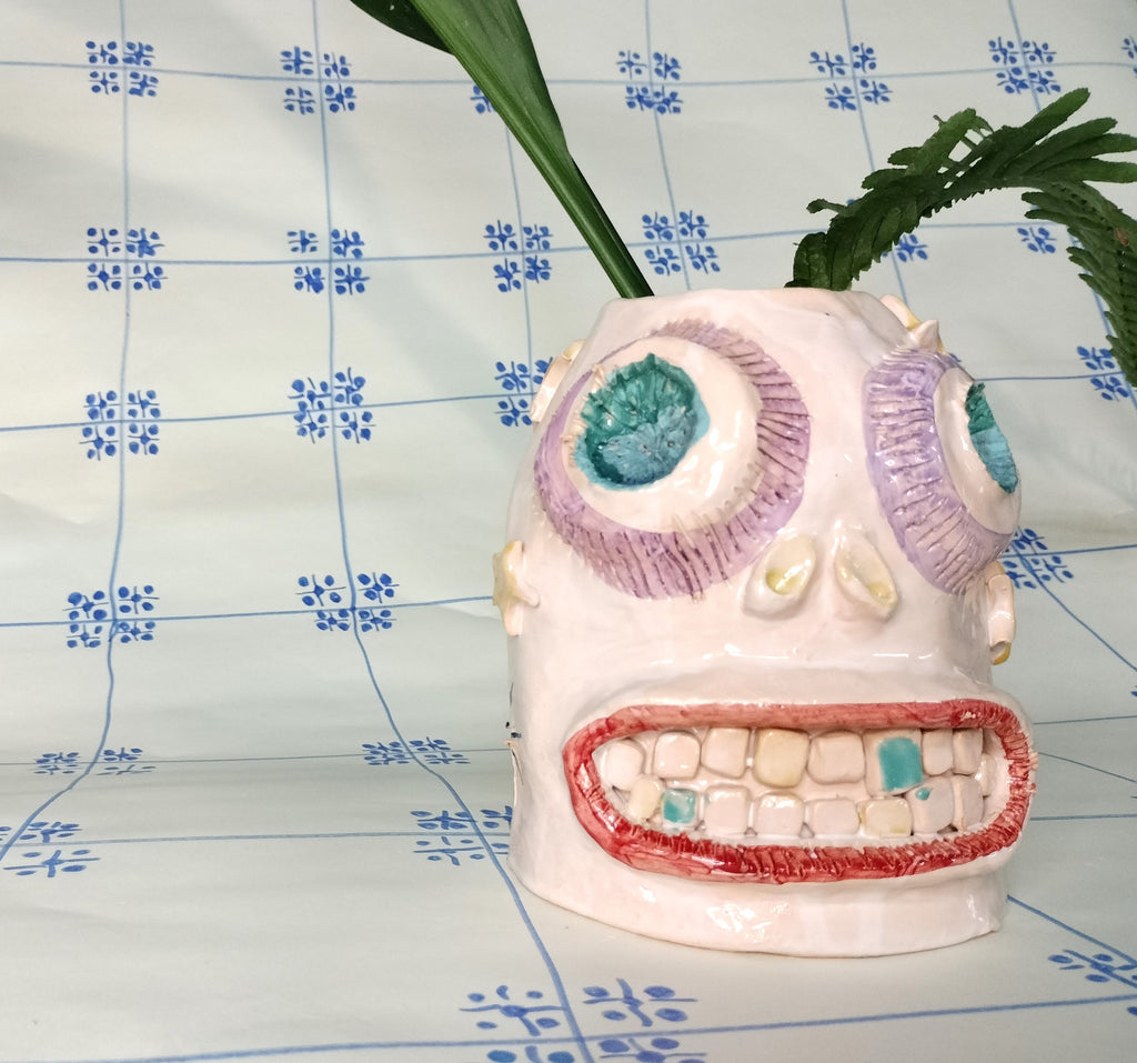 Vase Spooky Head, Handmade Decor