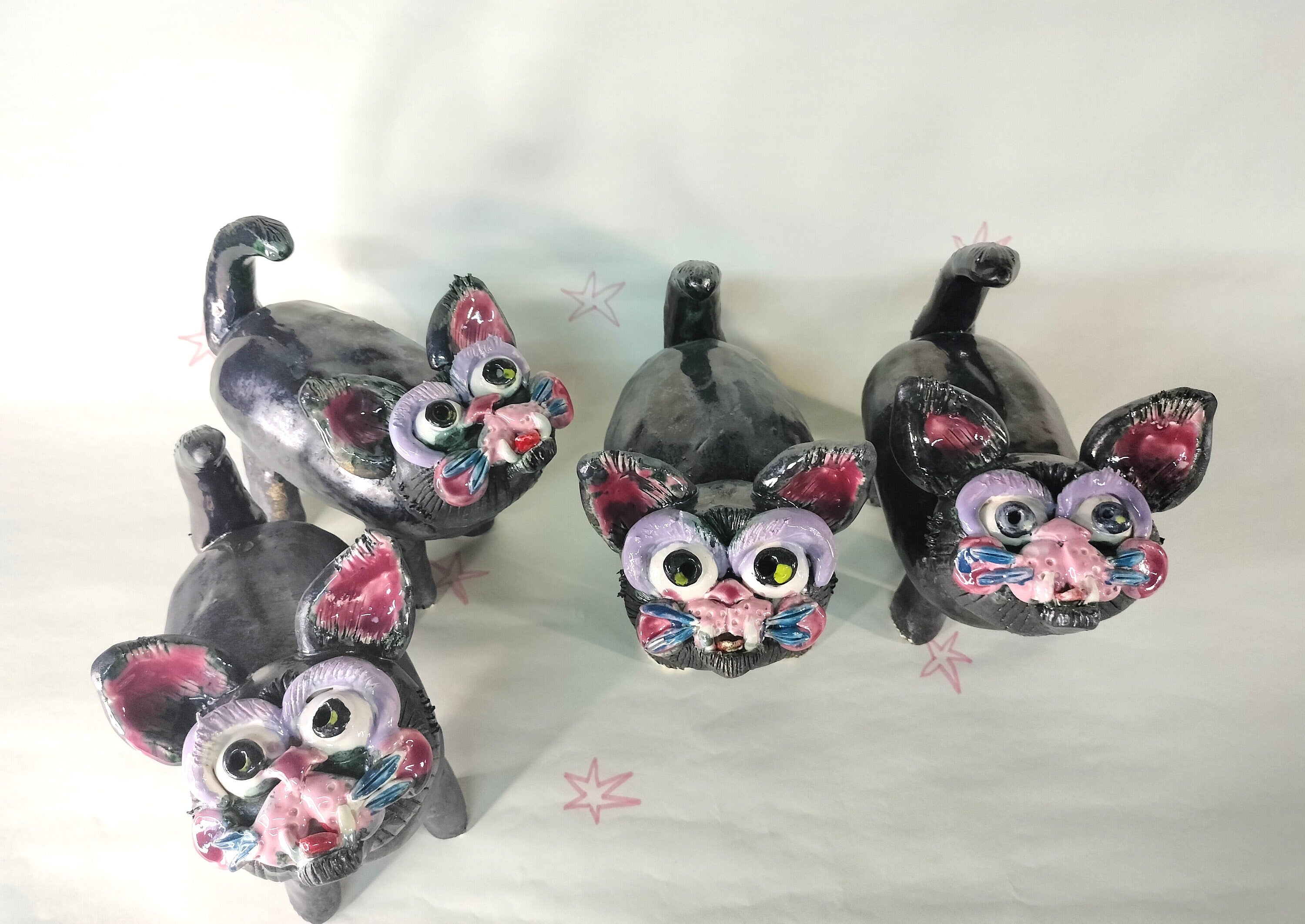 Quirky Black Ceramic Cat Table Ornament