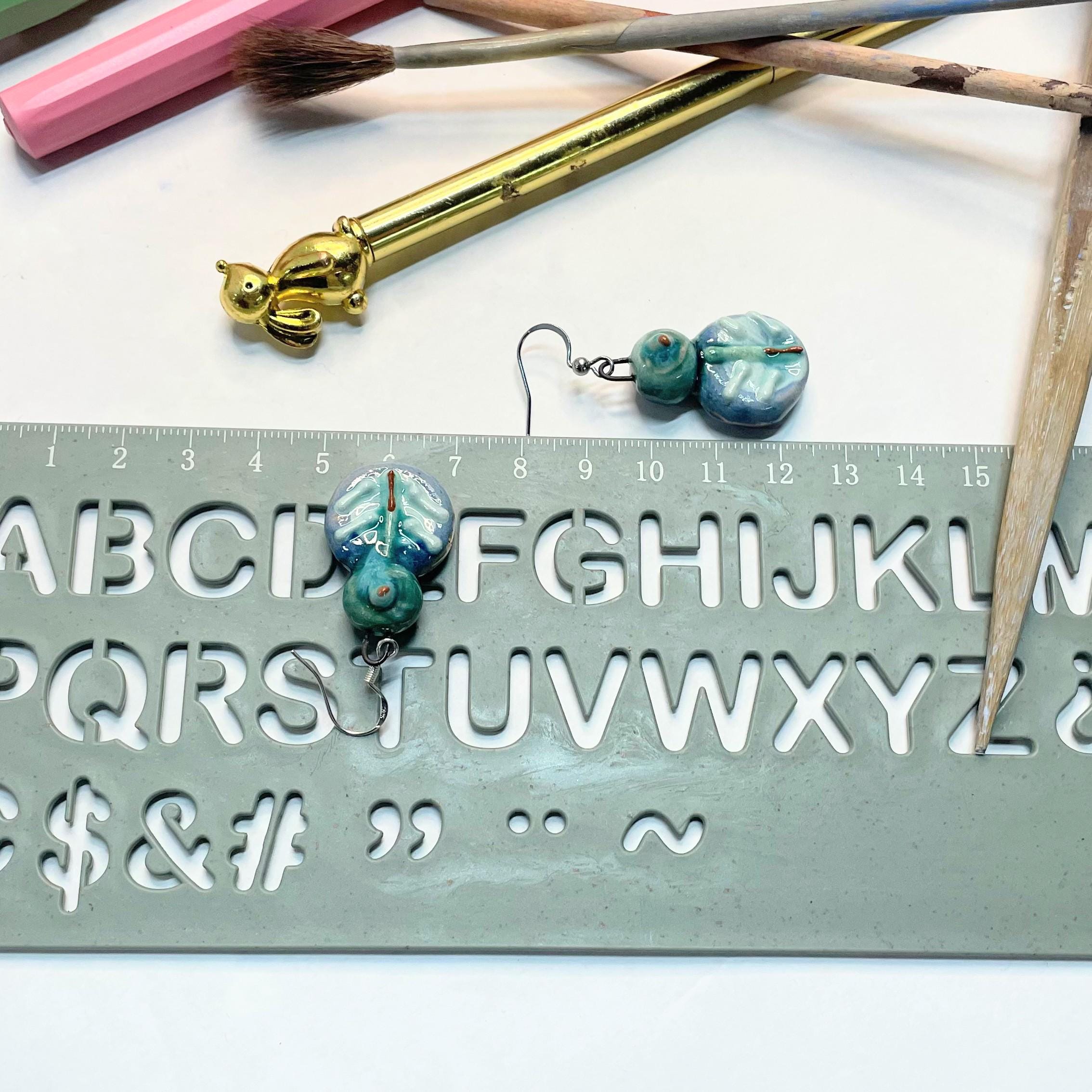 Handmade Blue Ceramic Earrings