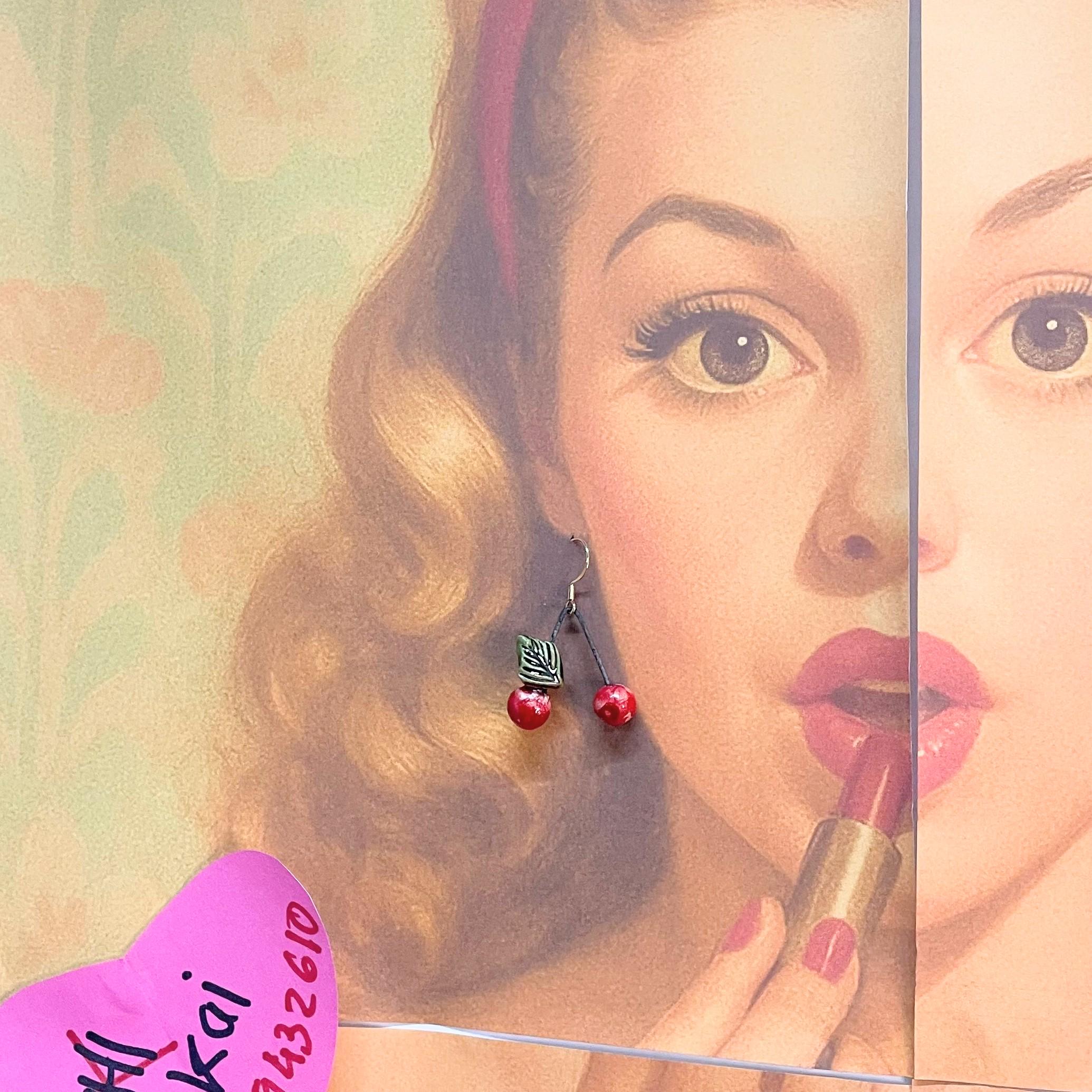 Cute Cherry Earrings Made in Ceramic