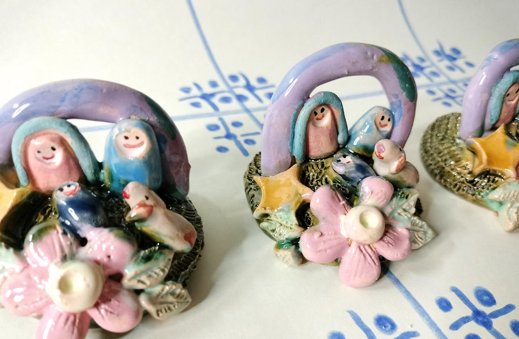Nativity Scene Colorful Christmas in Ceramic