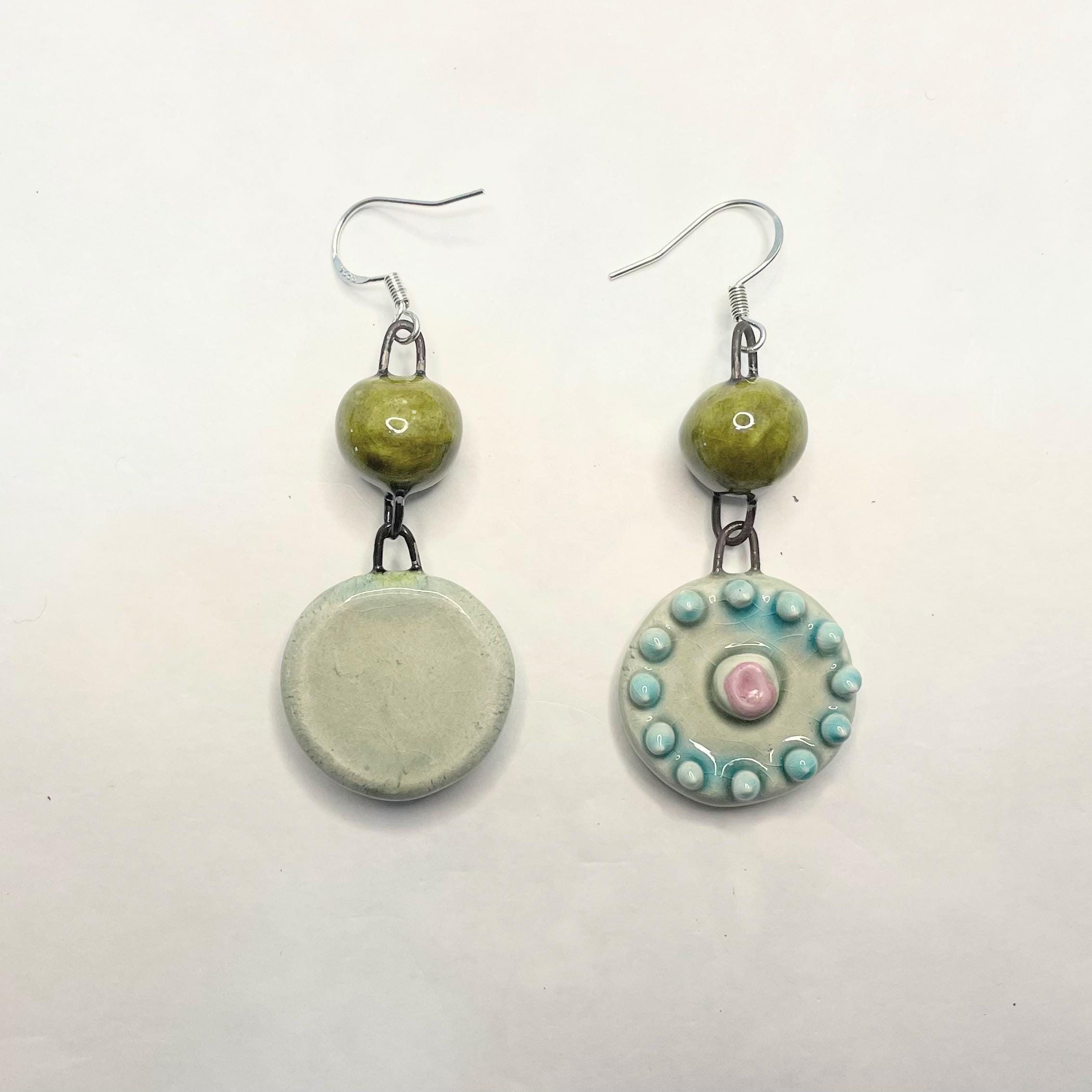 Round Dangle Ceramic Earrings