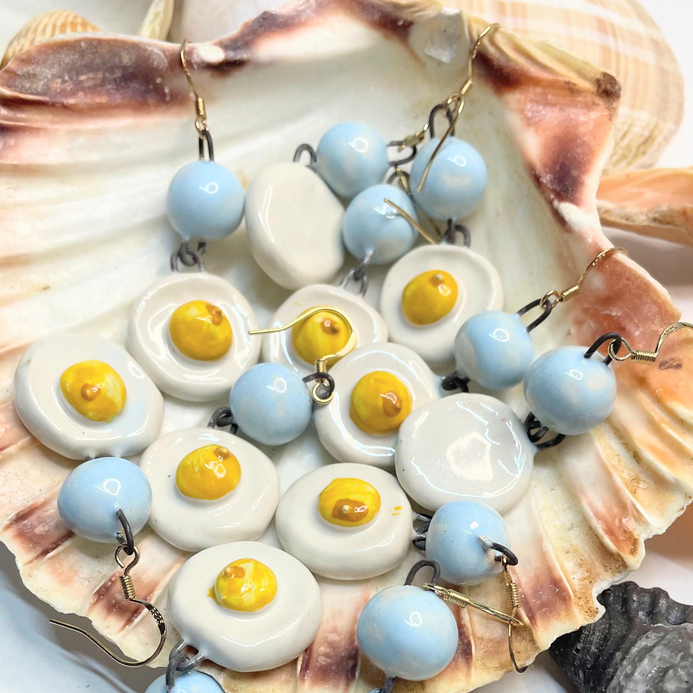 Fried Egg Ceramic Earring