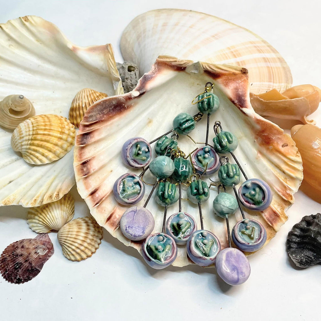 Lilac Drop Earrings Different Ceramic Jewelery