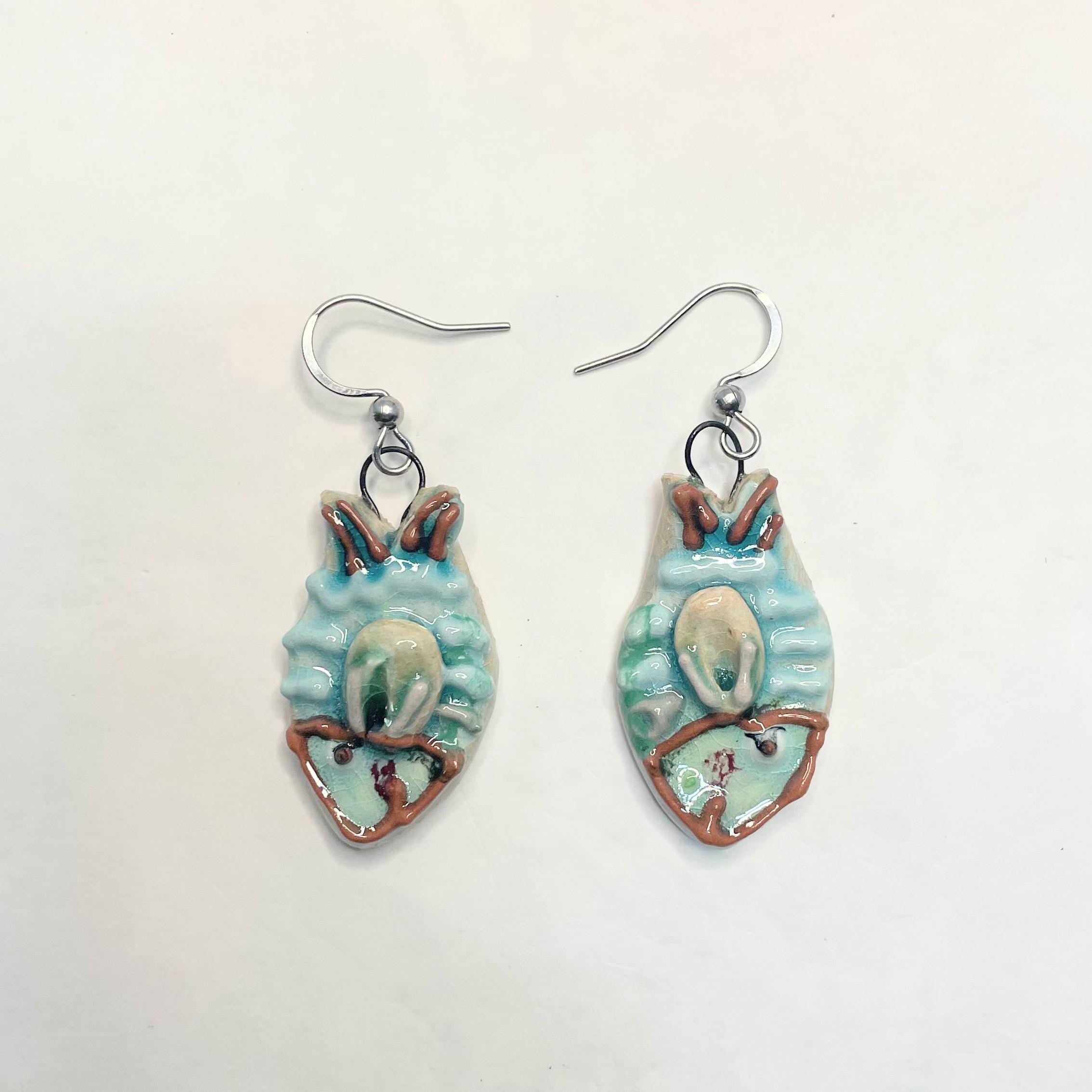 Fish Ceramic Earrings Handmade