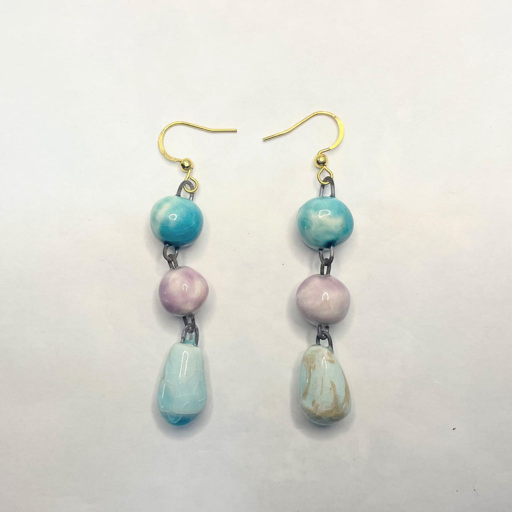 Drop Pearly Ceramic Earrings