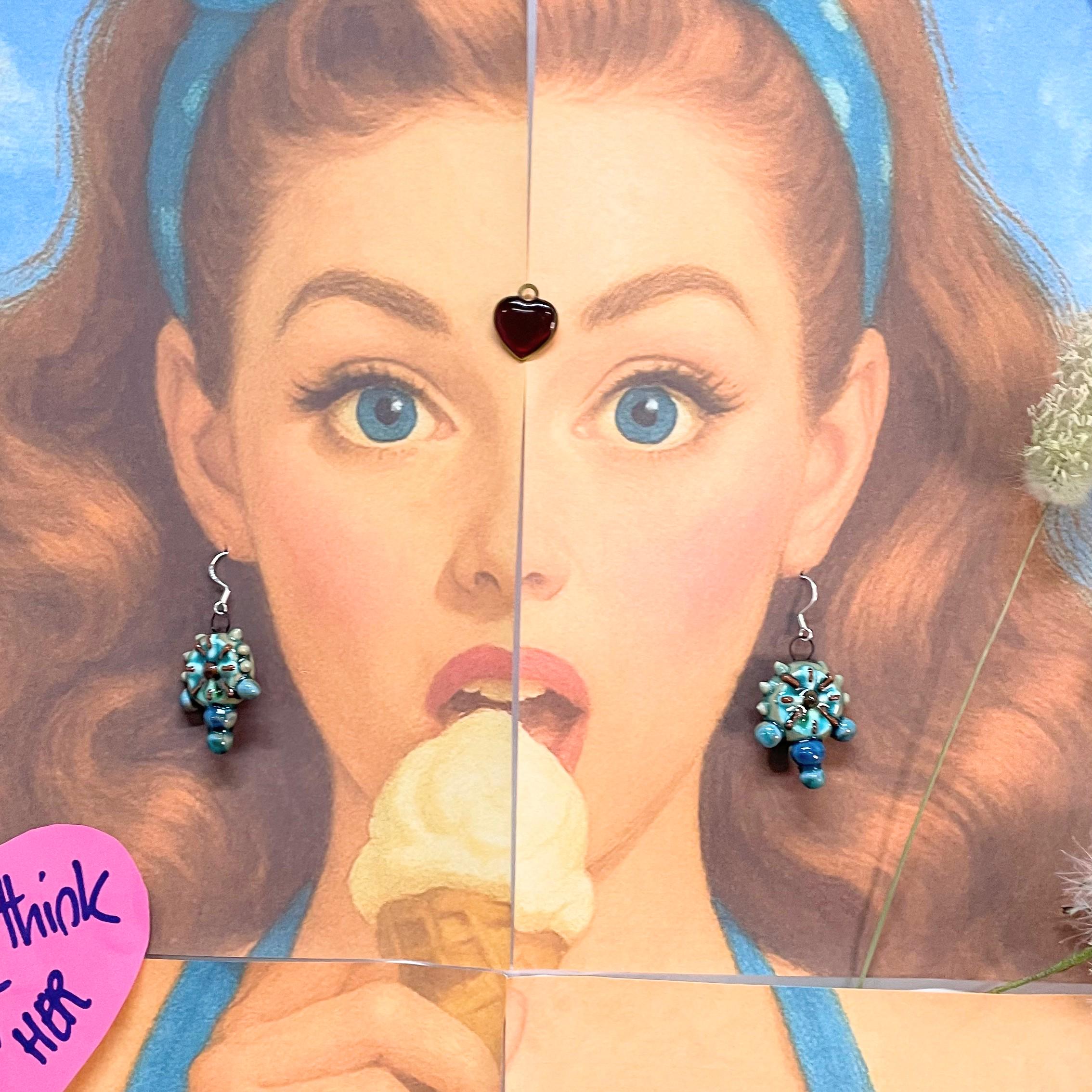 Blue Round Earrings Geometric