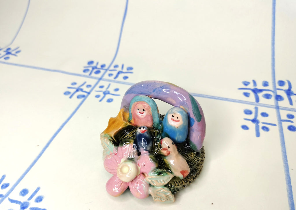 Nativity Scene Colorful Christmas in Ceramic